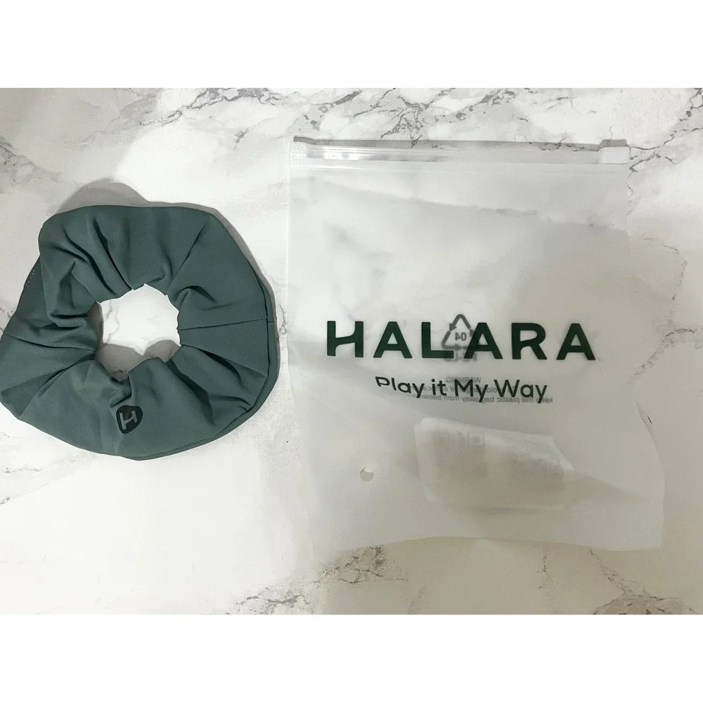Halara Scrunchie Women OS Green Like New Performance Fabric Logo Accessory